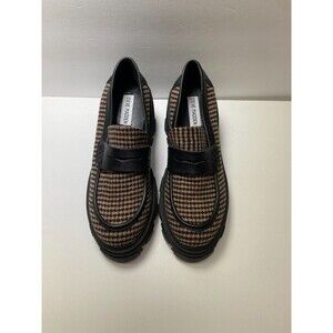 Steve Madden Women's Beth Heel Brown Plaid Loafer Sz 10